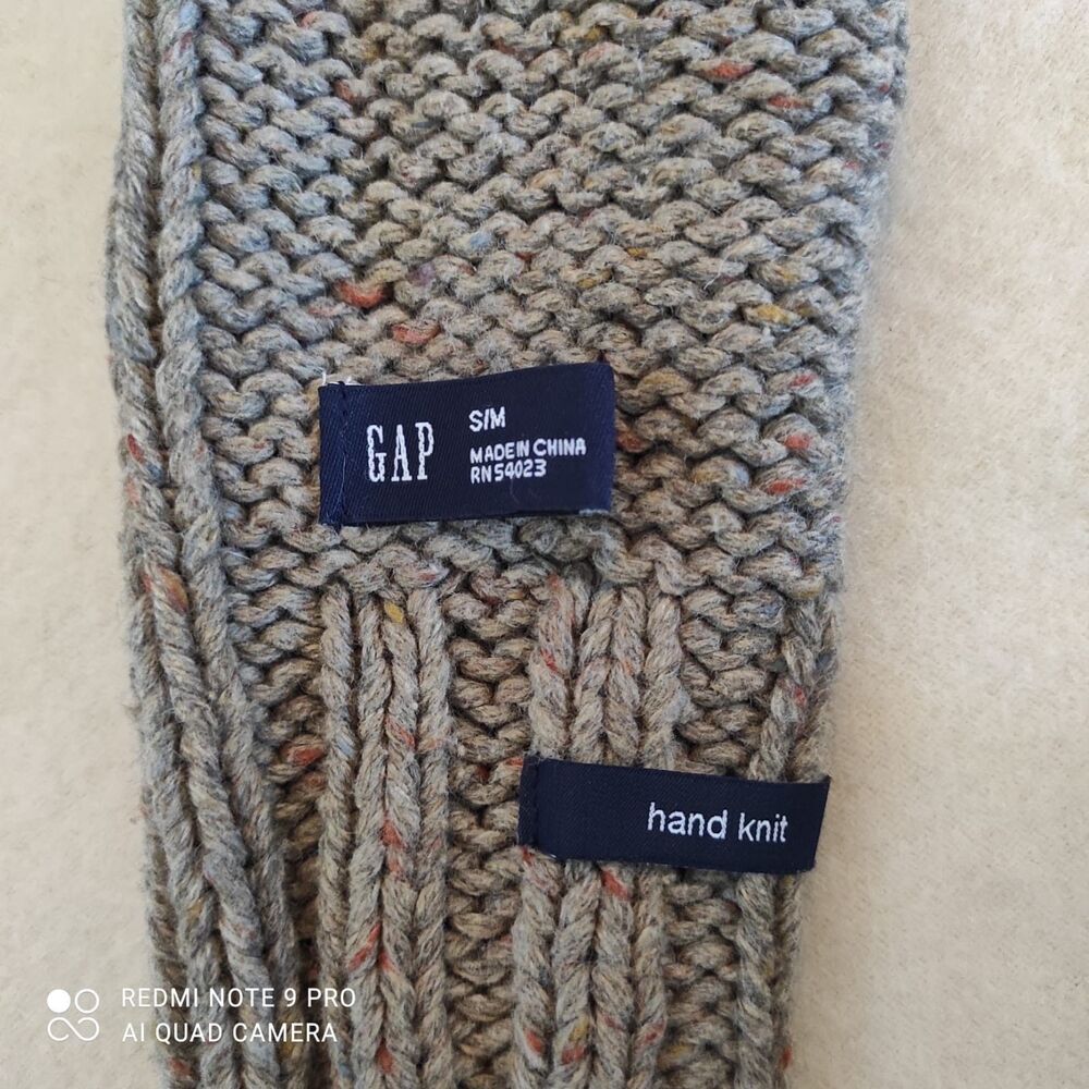 GAP Hand Knit Cable Mittens Women S/M Heather Gray Wool Blend Winter Gloves - Picture 7 of 13